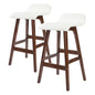 2X Wooden Bar Stool Dining Chair Leather SOPHIA 65cm WHITE BROWN - Cosy Abode