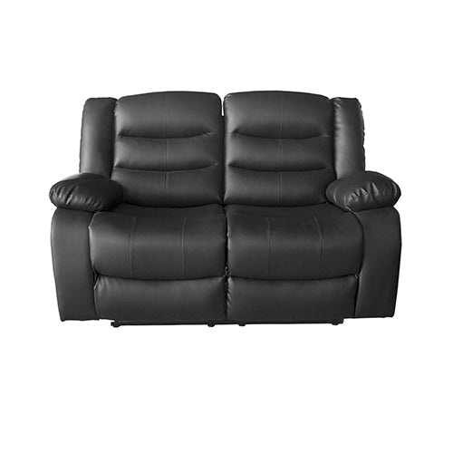 2 Seater Recliner Sofa In Faux Leather Lounge Couch in Black - Cosy Abode