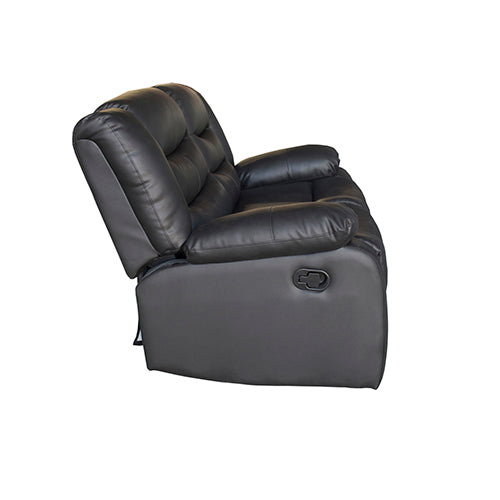 2 Seater Recliner Sofa In Faux Leather Lounge Couch in Black - Cosy Abode