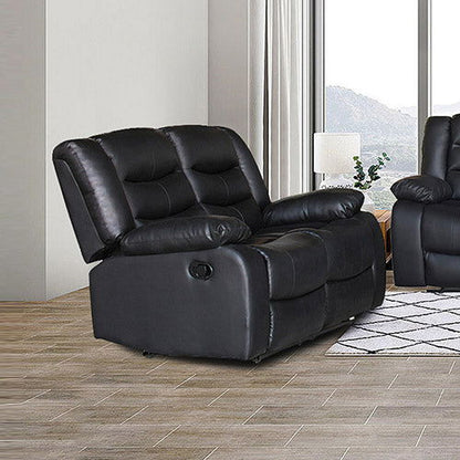 2 Seater Recliner Sofa In Faux Leather Lounge Couch in Black - Cosy Abode