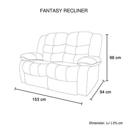 2 Seater Recliner Sofa In Faux Leather Lounge Couch in Black - Cosy Abode
