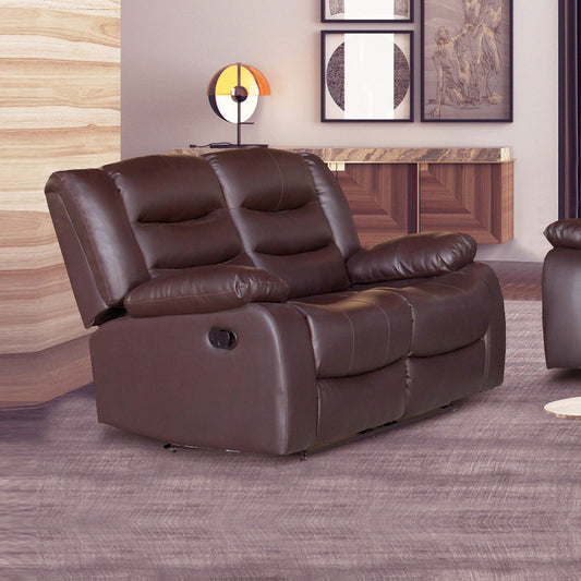 2 Seater Recliner Sofa In Faux Leather Lounge Couch in Brown - Cosy Abode