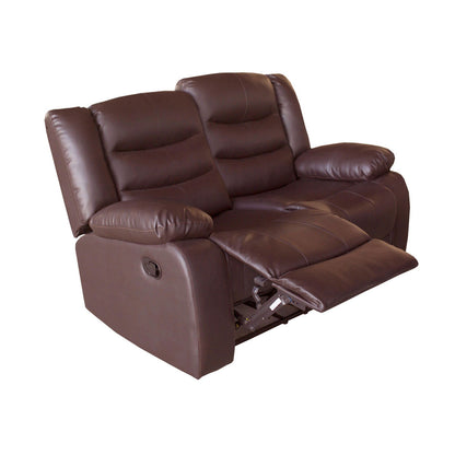 2 Seater Recliner Sofa In Faux Leather Lounge Couch in Brown - Cosy Abode