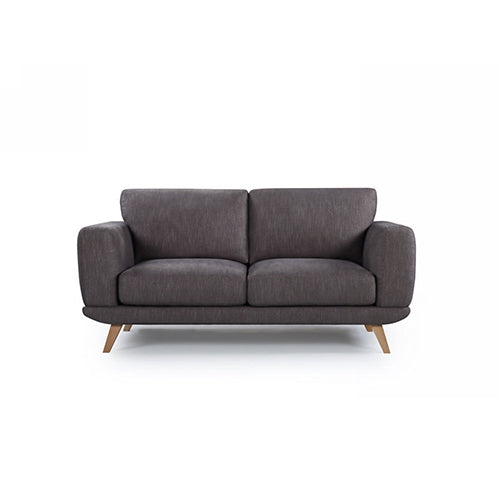 2 Seater Sofa Brown Fabric Lounge Set for Living Room Couch with Solid Wooden Frame - Cosy Abode