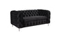 2 Seater Sofa Classic Button Tufted Lounge in Black Velvet Fabric with Metal Legs - Cosy Abode