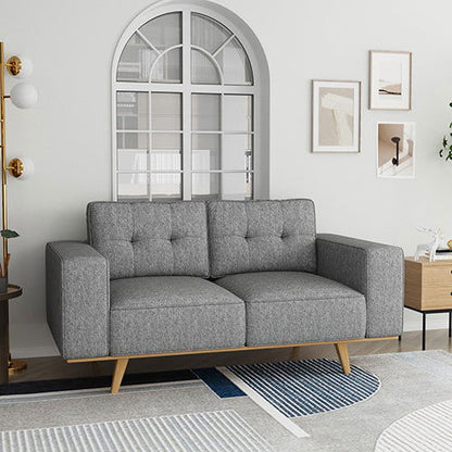 2 Seater Sofa Fabric Upholstery Grey Colour Pocket Spring Wooden Frame - Cosy Abode