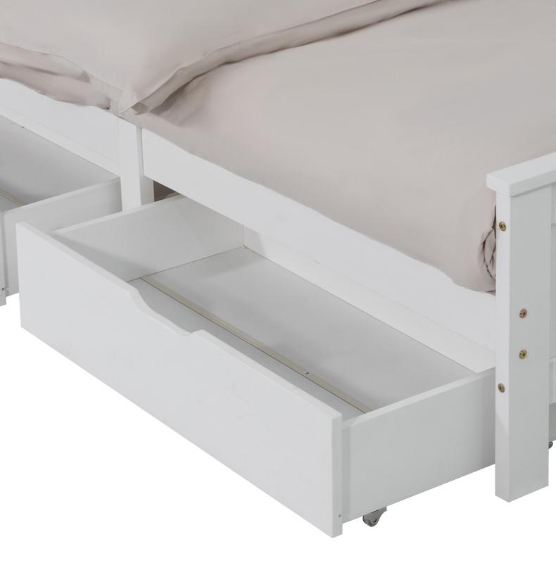 2 x Wooden Bed Frame Storage Trundle Drawers-White - Cosy Abode