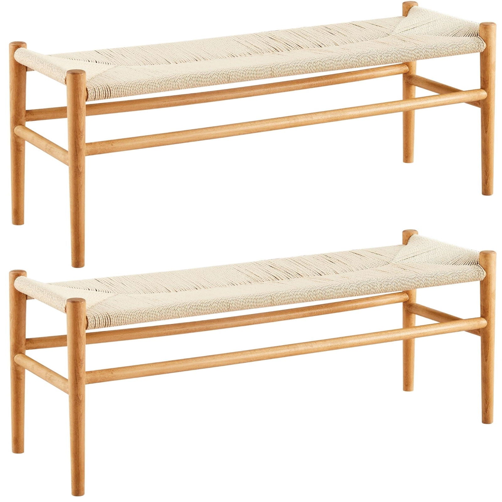2pc Anemone Wishbone 120cm Beech Timber Replica Hans Wenger Dining Bench Natural - Cosy Abode