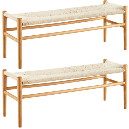 2pc Anemone Wishbone 120cm Beech Timber Replica Hans Wenger Dining Bench Natural - Cosy Abode