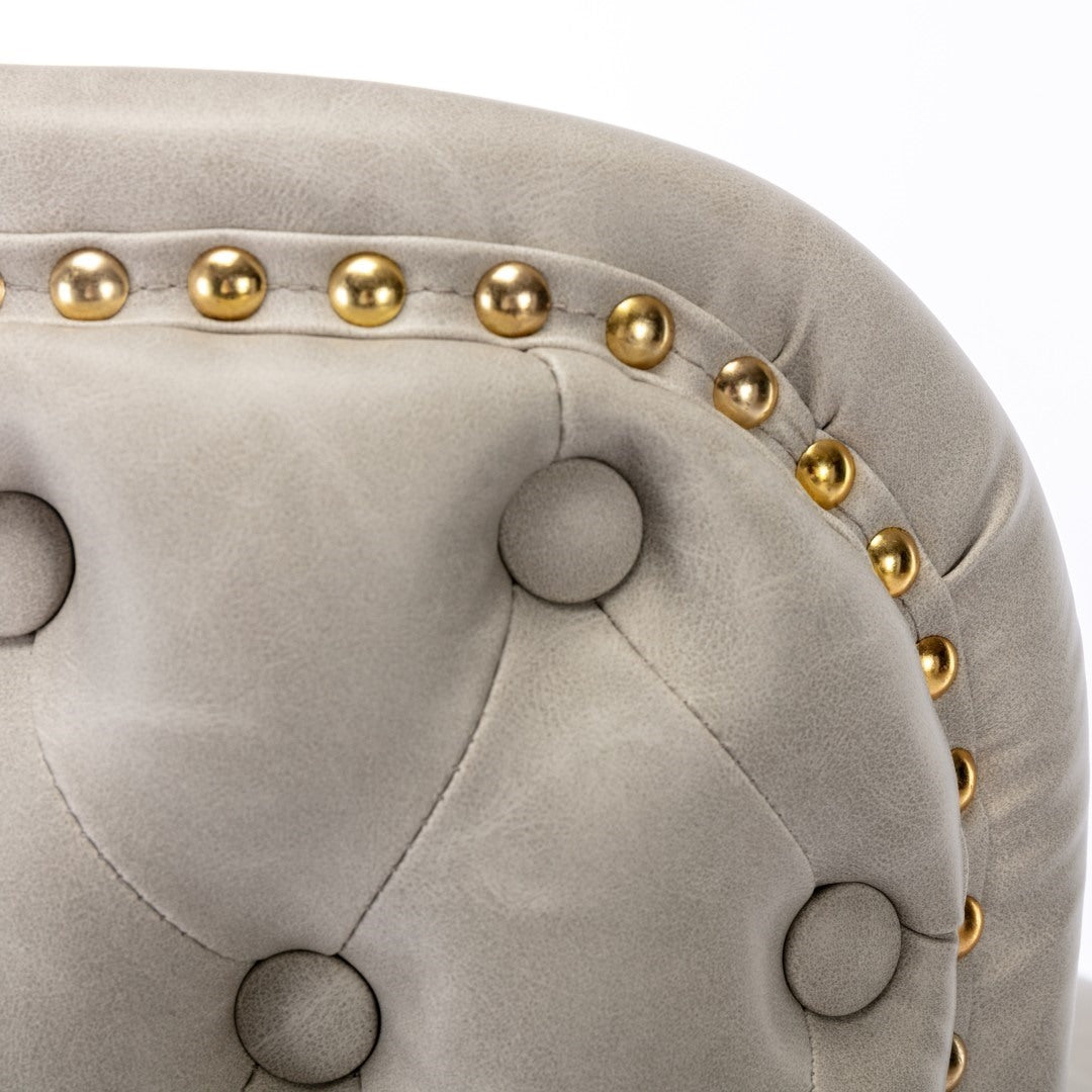 2x Faux Leather Golden Base Swivel Bar Stools- Beige - Cosy Abode