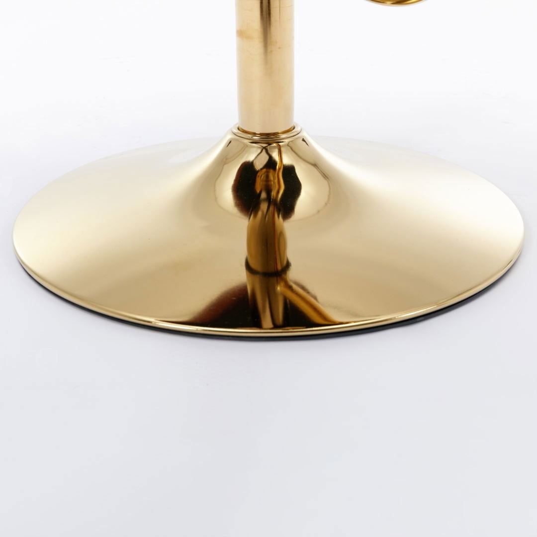 2x Faux Leather Golden Base Swivel Bar Stools- Beige - Cosy Abode