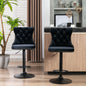 2x Height Adjustable Swivel Bar Stool Velvet Nailhead Barstool with Footrest - Cosy Abode