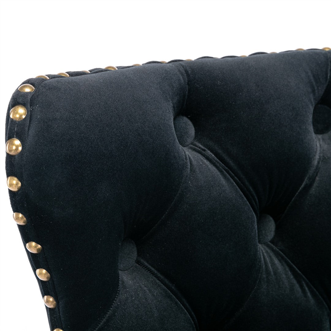 2x Height Adjustable Swivel Bar Stool Velvet Nailhead Barstool with Footrest - Cosy Abode