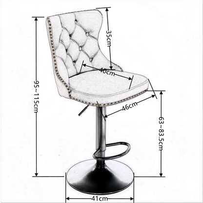 2x Height Adjustable Swivel Bar Stool Velvet Nailhead Barstool with Footrest - Cosy Abode