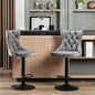 2x Height Adjustable Swivel Bar Stool Velvet Nailhead Barstool with Footrest - Cosy Abode