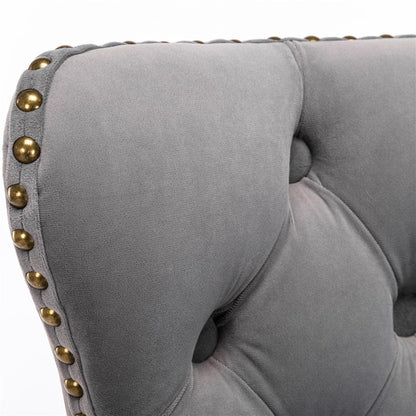 2x Height Adjustable Swivel Bar Stool Velvet Nailhead Barstool with Footrest - Cosy Abode
