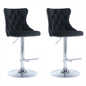 2x Height Adjustable Swivel Bar Stool Velvet Studs Barstool with Footrest and Chromed Base- Black - Cosy Abode