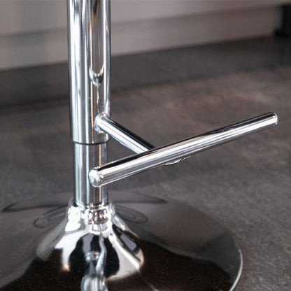 2x Height Adjustable Swivel Bar Stool Velvet Studs Barstool with Footrest and Chromed Base- Black - Cosy Abode