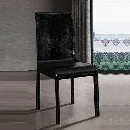 2x Steel Frame Black Leatherette Medium High Backrest Dining Chairs with Wooden legs - Cosy Abode