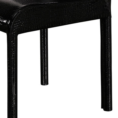 2x Steel Frame Black Leatherette Medium High Backrest Dining Chairs with Wooden legs - Cosy Abode