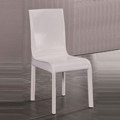 2x Steel Frame White Leatherette Medium High Backrest Dining Chairs with Wooden legs - Cosy Abode