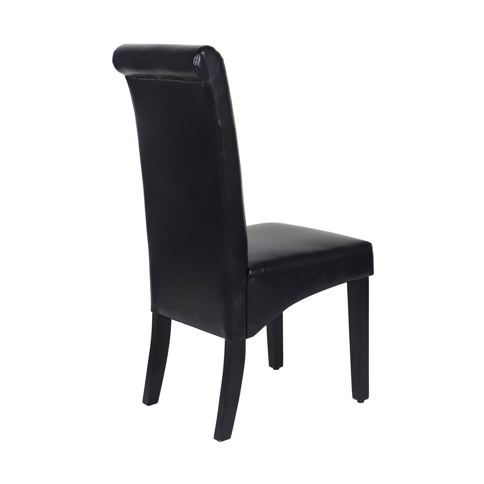 2x Wooden Frame Black Leatherette Dining Chairs with Solid Pine Legs - Cosy Abode