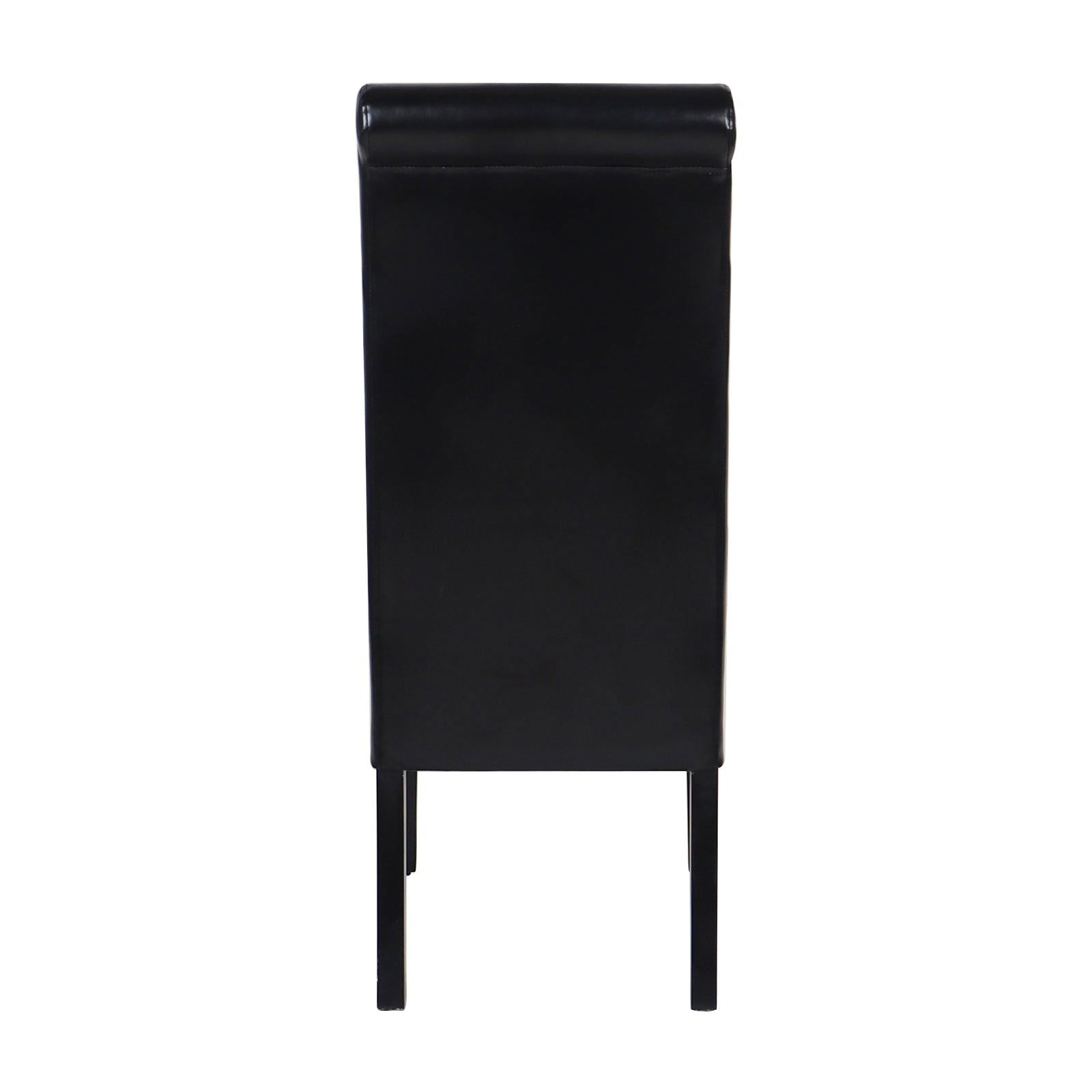 2x Wooden Frame Black Leatherette Dining Chairs with Solid Pine Legs - Cosy Abode