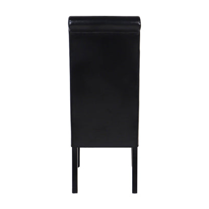 2x Wooden Frame Black Leatherette Dining Chairs with Solid Pine Legs - Cosy Abode