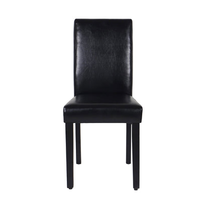 2x Wooden Frame Black Leatherette Dining Chairs with Solid Pine Legs - Cosy Abode