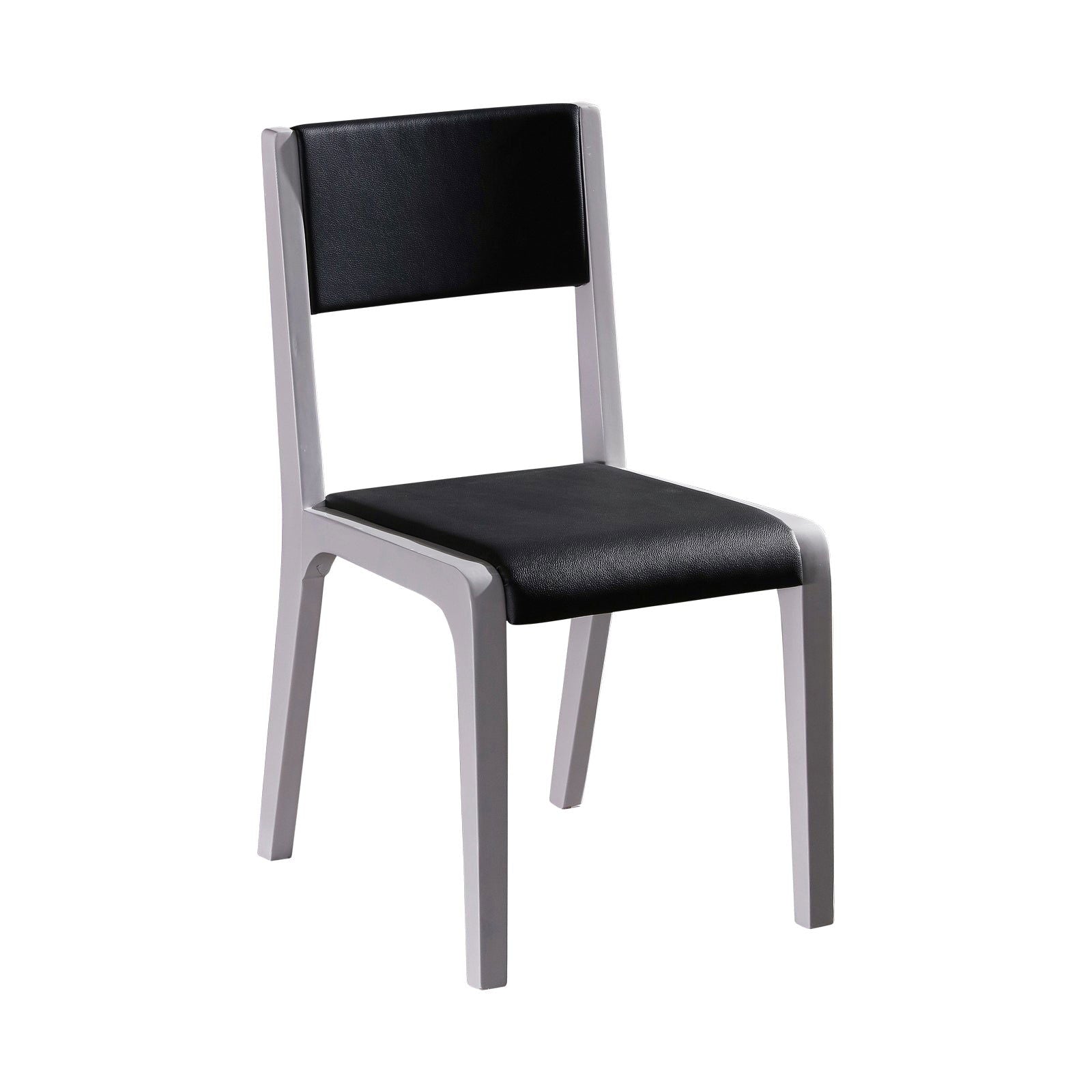 2x Wooden Frame Black Leatherette Medium High Backrest Dining Chairs - Cosy Abode