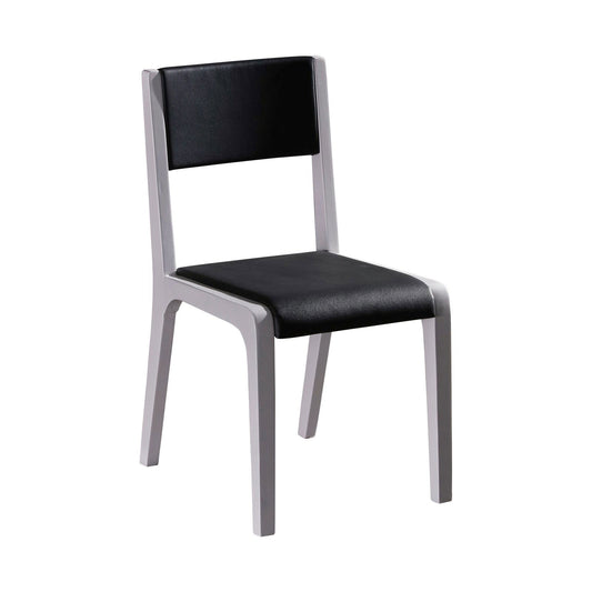 2x Wooden Frame Black Leatherette Medium High Backrest Dining Chairs - Cosy Abode