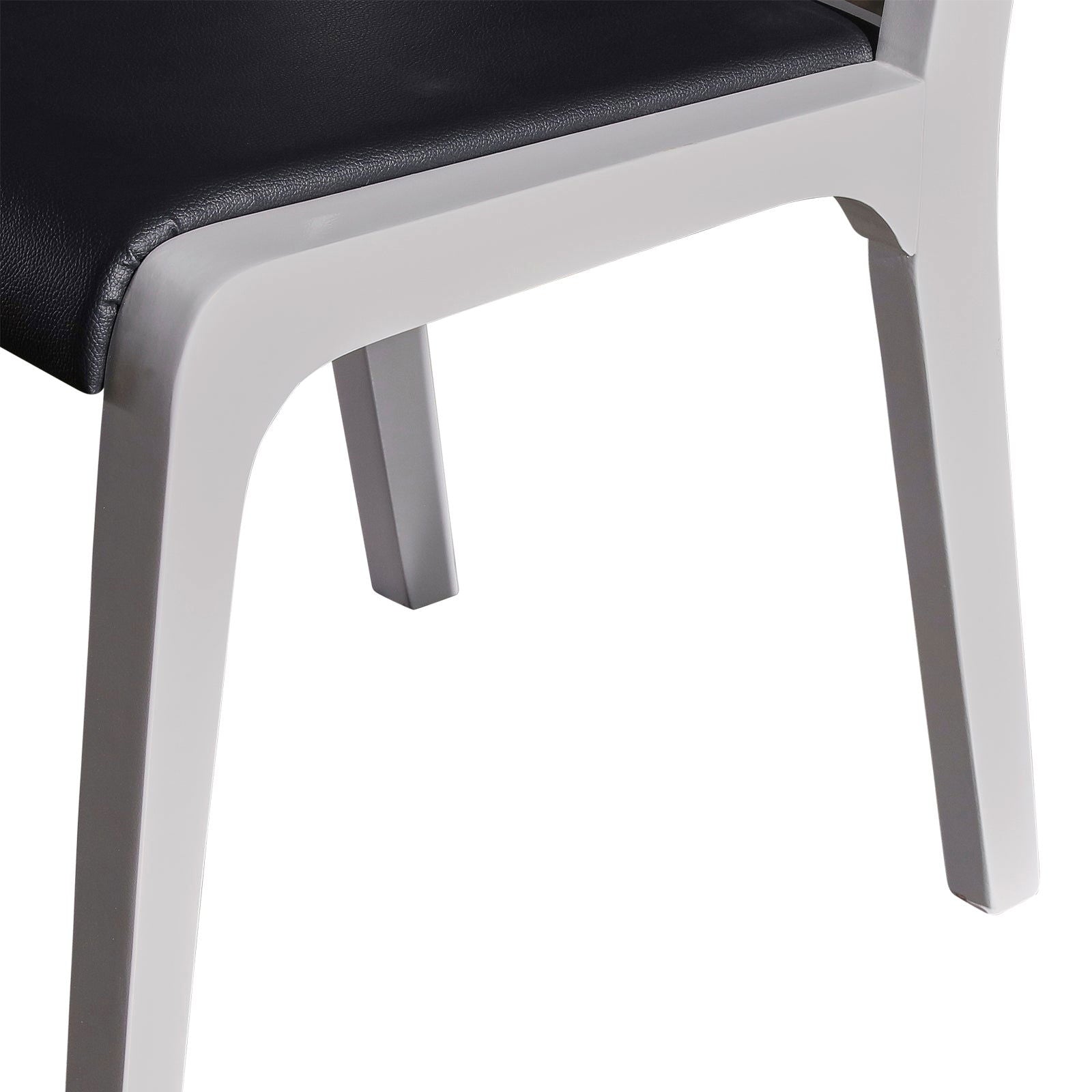 2x Wooden Frame Black Leatherette Medium High Backrest Dining Chairs - Cosy Abode