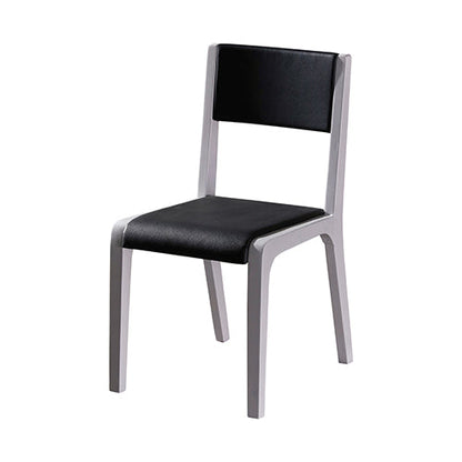 2x Wooden Frame Black Leatherette Medium High Backrest Dining Chairs - Cosy Abode