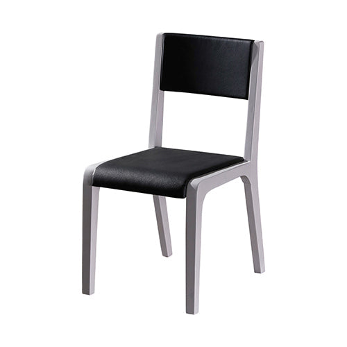 2x Wooden Frame Black Leatherette Medium High Backrest Dining Chairs - Cosy Abode