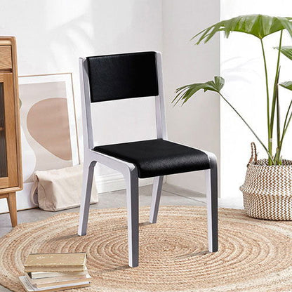 2x Wooden Frame Black Leatherette Medium High Backrest Dining Chairs - Cosy Abode