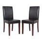 2x Wooden Frame Brown Leatherette Dining Chairs with Solid Pine Legs - Cosy Abode