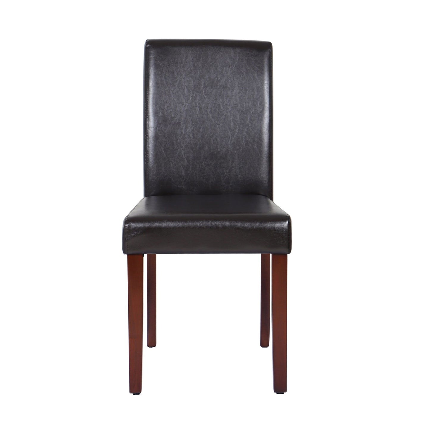 2x Wooden Frame Brown Leatherette Dining Chairs with Solid Pine Legs - Cosy Abode
