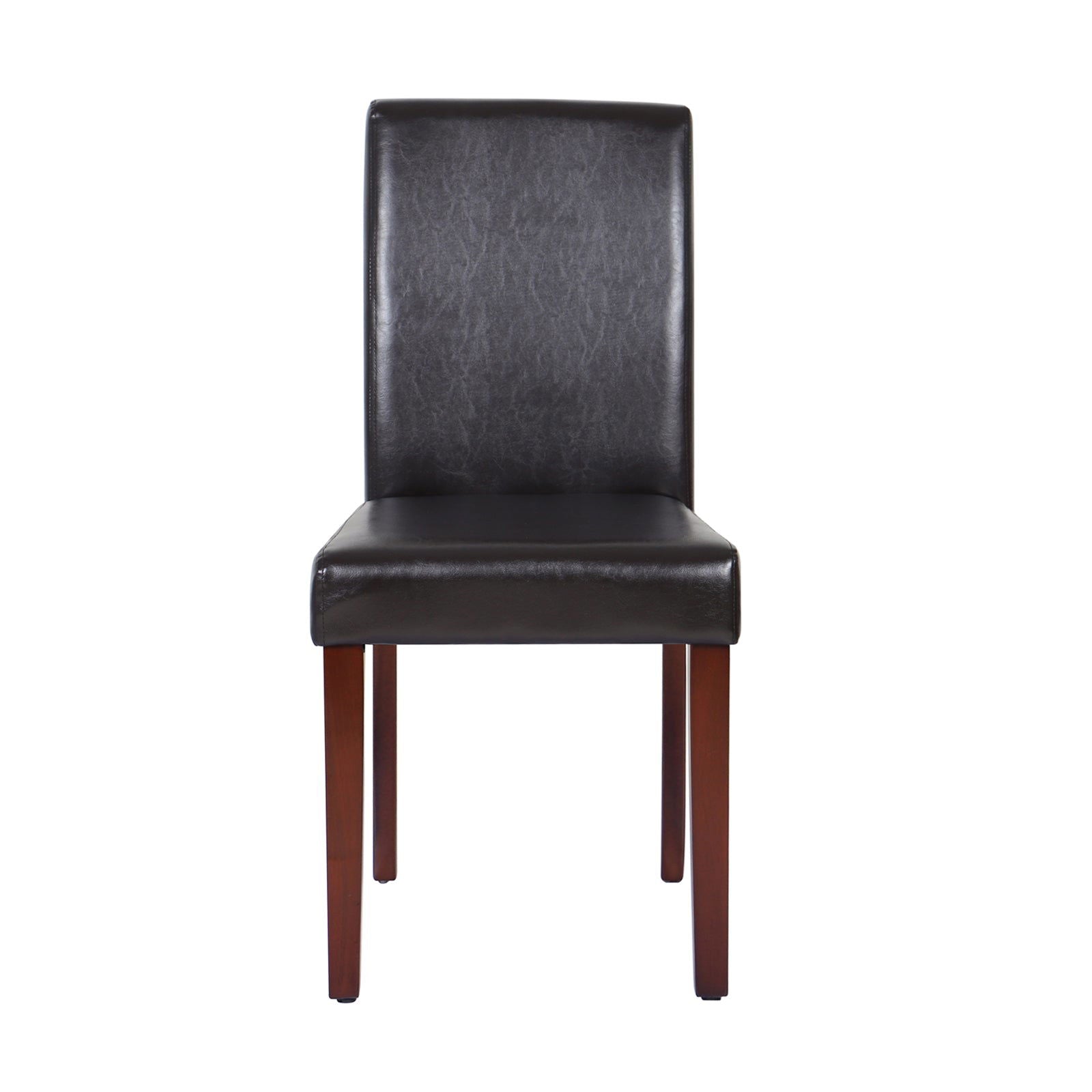 2x Wooden Frame Brown Leatherette Dining Chairs with Solid Pine Legs - Cosy Abode