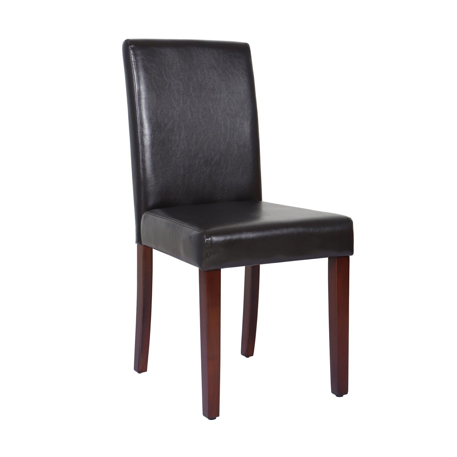 2x Wooden Frame Brown Leatherette Dining Chairs with Solid Pine Legs - Cosy Abode