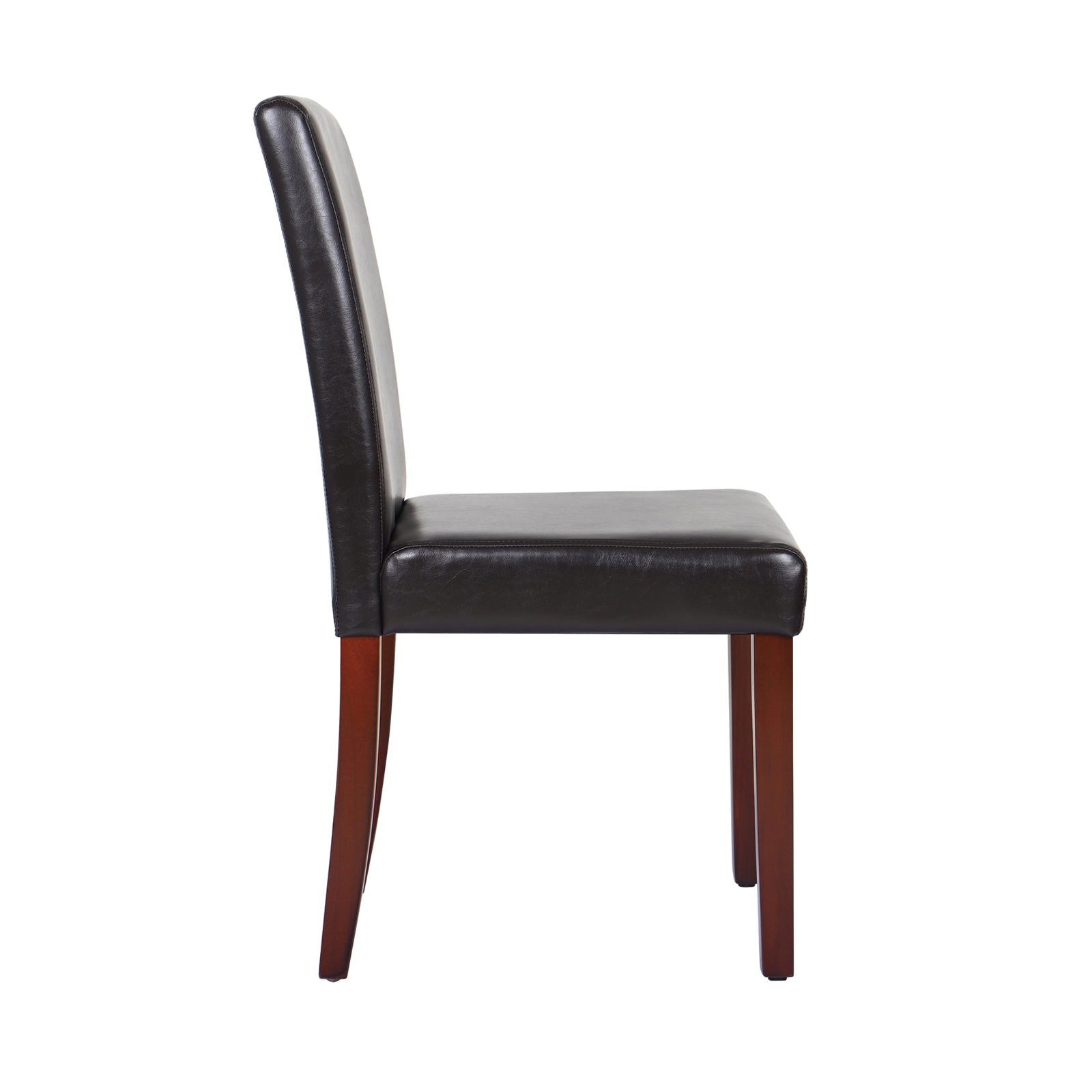 2x Wooden Frame Brown Leatherette Dining Chairs with Solid Pine Legs - Cosy Abode