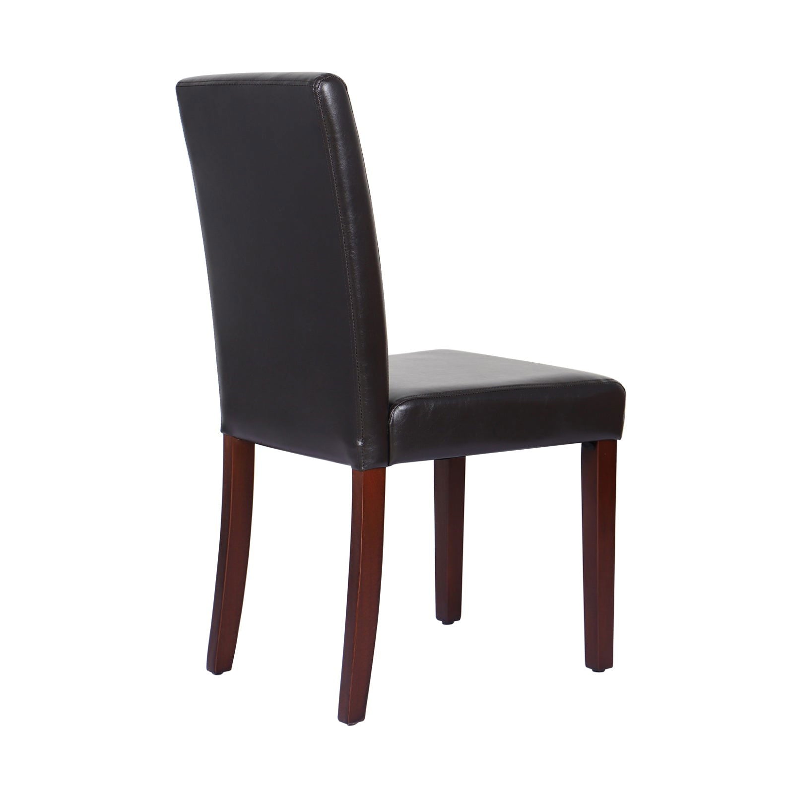 2x Wooden Frame Brown Leatherette Dining Chairs with Solid Pine Legs - Cosy Abode