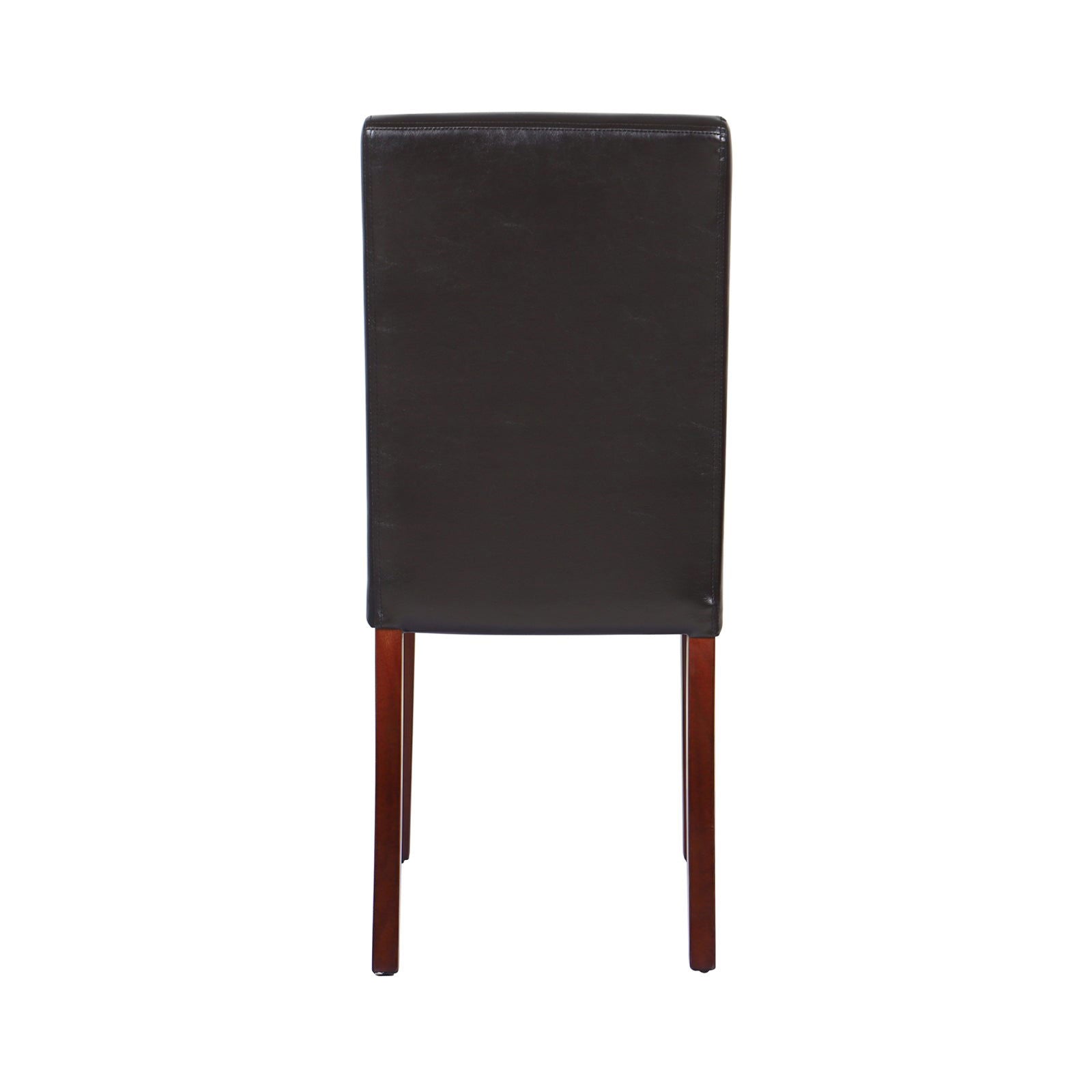 2x Wooden Frame Brown Leatherette Dining Chairs with Solid Pine Legs - Cosy Abode