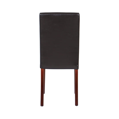 2x Wooden Frame Brown Leatherette Dining Chairs with Solid Pine Legs - Cosy Abode