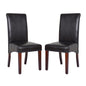2x Wooden Frame Brown Leatherette Dining Chairs with Solid Pine Legs - Cosy Abode