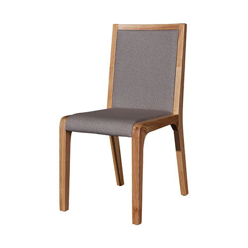 2x Wooden Frame Leatherette In Gray Fabric Dining Chairs with Wooden Legs - Cosy Abode