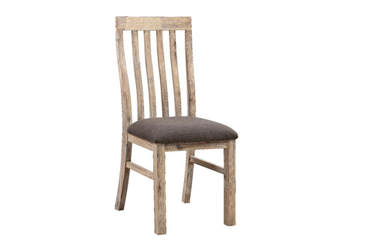 2x Wooden Frame Leatherette in Solid Acacia Wood & Veneer Dining Chairs in Oak Colour - Cosy Abode