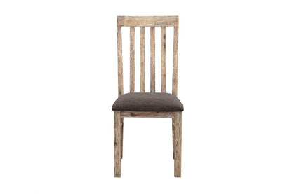 2x Wooden Frame Leatherette in Solid Acacia Wood & Veneer Dining Chairs in Oak Colour - Cosy Abode