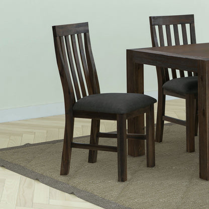 2x Wooden Frame Leatherette in Solid Wood Acacia & Veneer Dining Chairs in Chocolate Colour - Cosy Abode