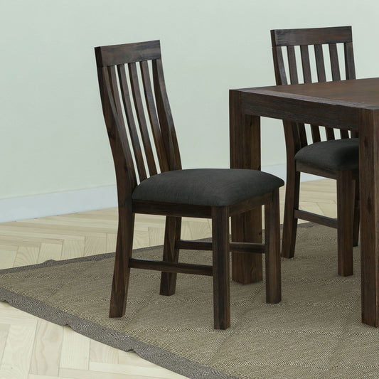 2x Wooden Frame Leatherette in Solid Wood Acacia & Veneer Dining Chairs in Chocolate Colour - Cosy Abode