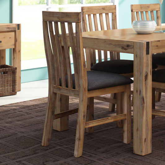 2x Wooden Frame Leatherette in Solid Wood Acacia & Veneer Dining Chairs in Oak Colour - Cosy Abode